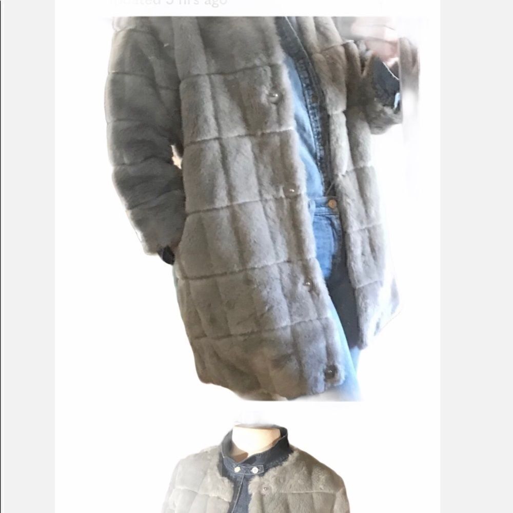 Quilted Grey Fauxfur  Jacket! Cozy Soft S/P